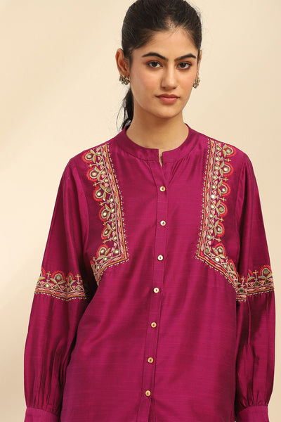 Aarke Ritu Kumar Purple Tanishqa Solid Shirt indian designer wear online shopping melange singapore
