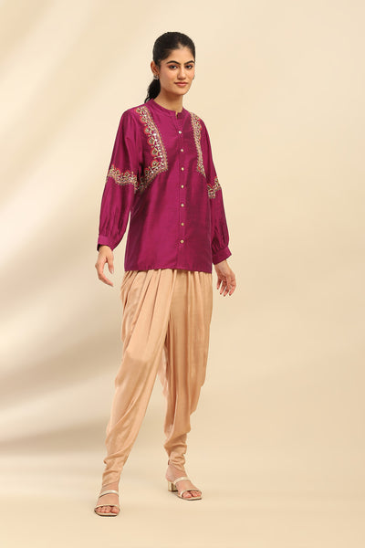 Aarke Ritu Kumar Purple Tanishqa Solid Shirt indian designer wear online shopping melange singapore
