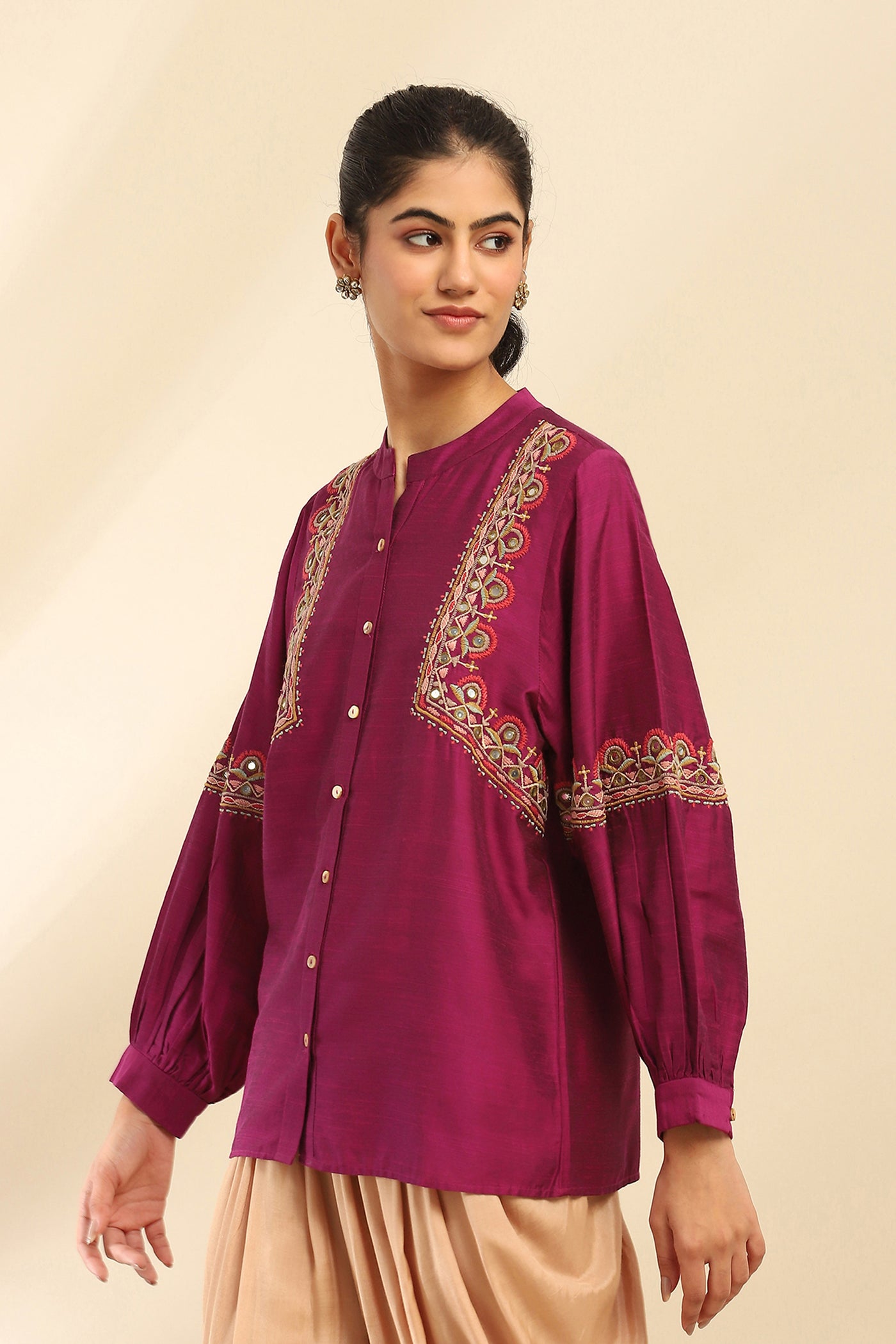 Purple Tanishqa Solid Shirt