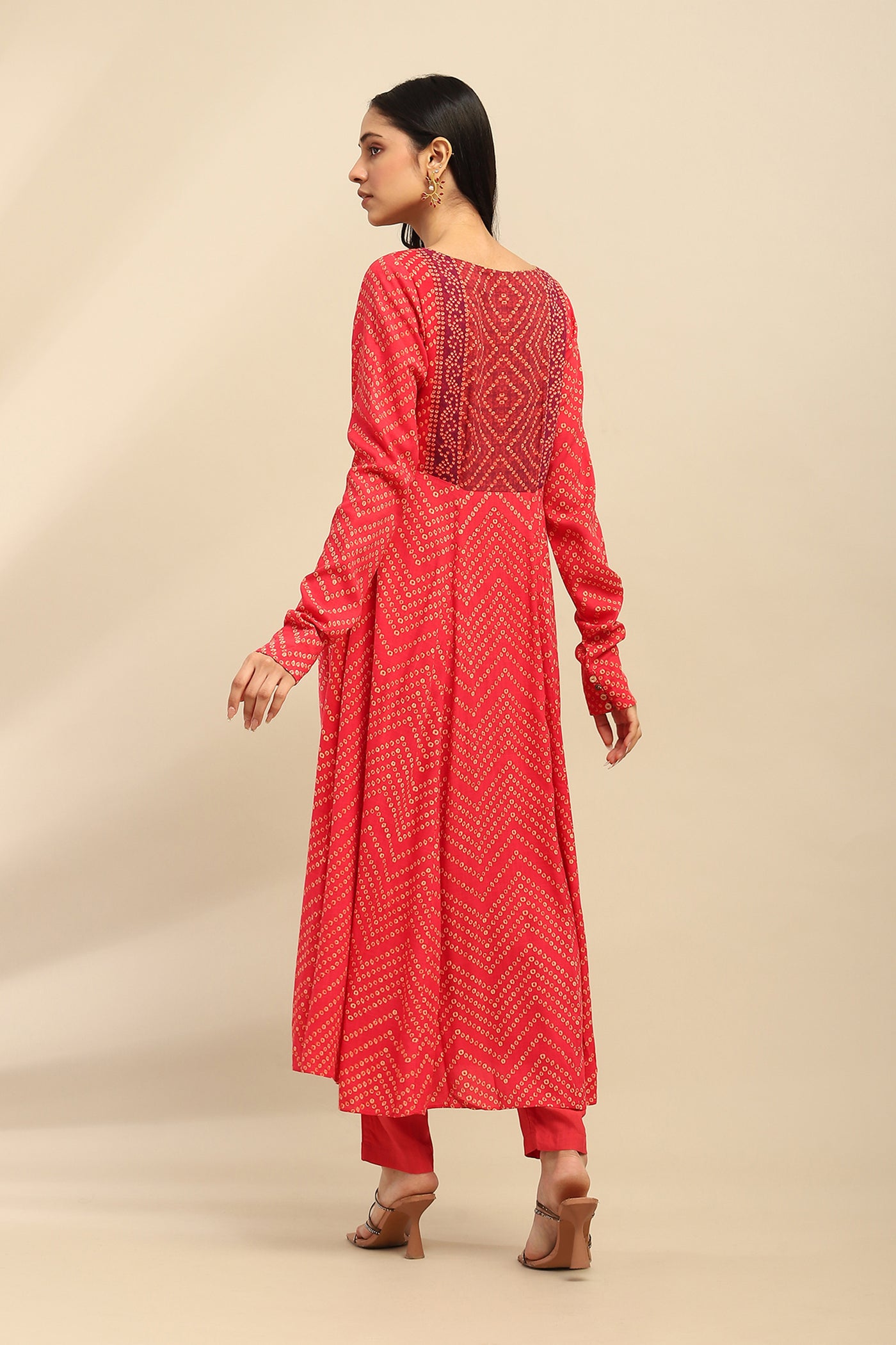 Aarke Ritu Kumar Red Kirti Anarkali Kurta With Pant And Dupatta indian designer wear online shopping melange singapore