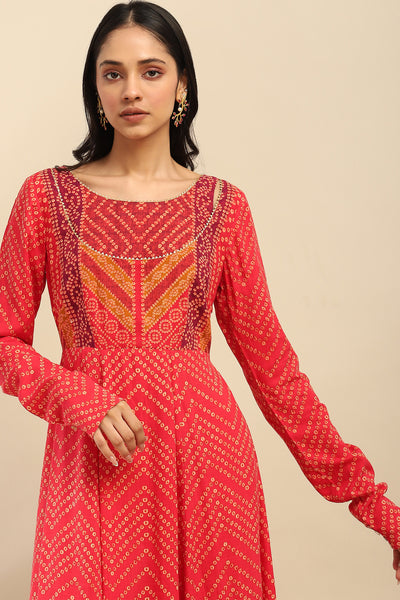 Aarke Ritu Kumar Red Kirti Anarkali Kurta With Pant And Dupatta indian designer wear online shopping melange singapore