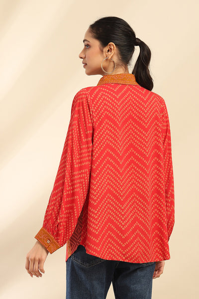 Aarke Ritu Kumar Red Kirti Shirt indian designer wear online shopping melange singapore