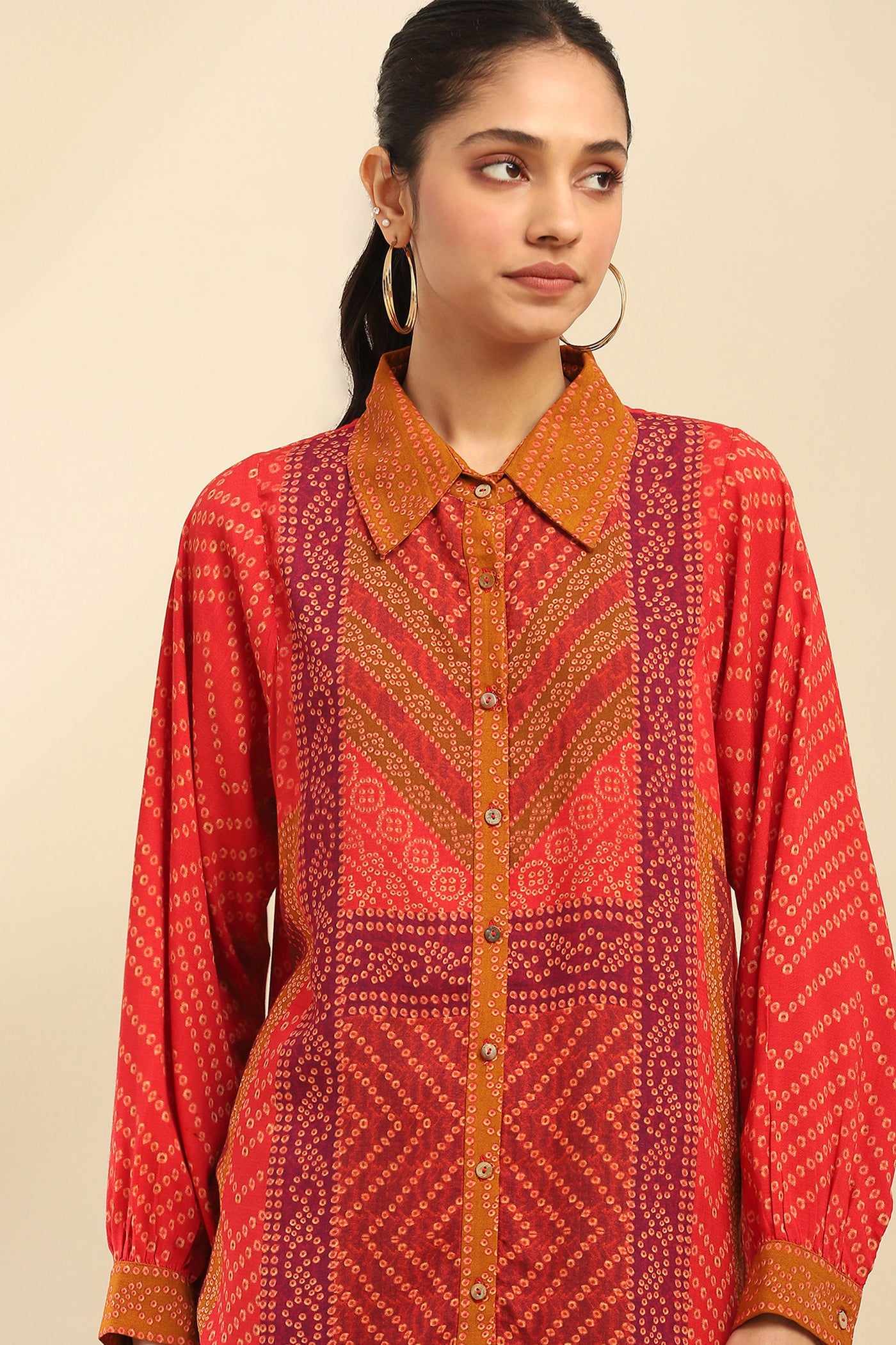 Aarke Ritu Kumar Red Kirti Shirt indian designer wear online shopping melange singapore