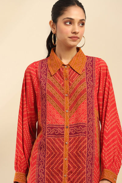 Aarke Ritu Kumar Red Kirti Shirt indian designer wear online shopping melange singapore