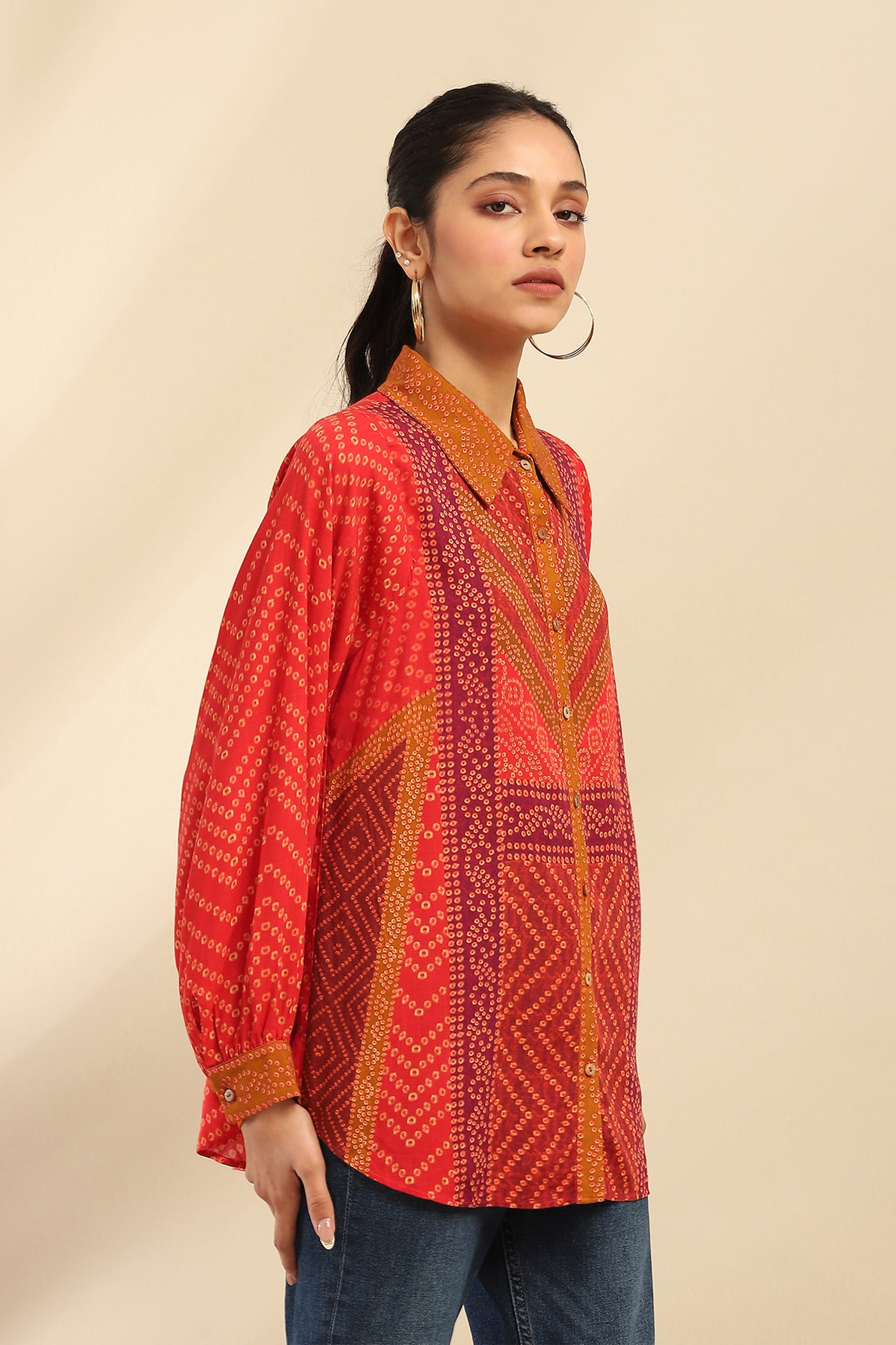 Aarke Ritu Kumar Red Kirti Shirt indian designer wear online shopping melange singapore