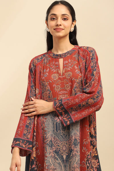 Aarke Ritu Kumar Red Molly Asymmetric Kurta indian designer wear online shopping melange singapore