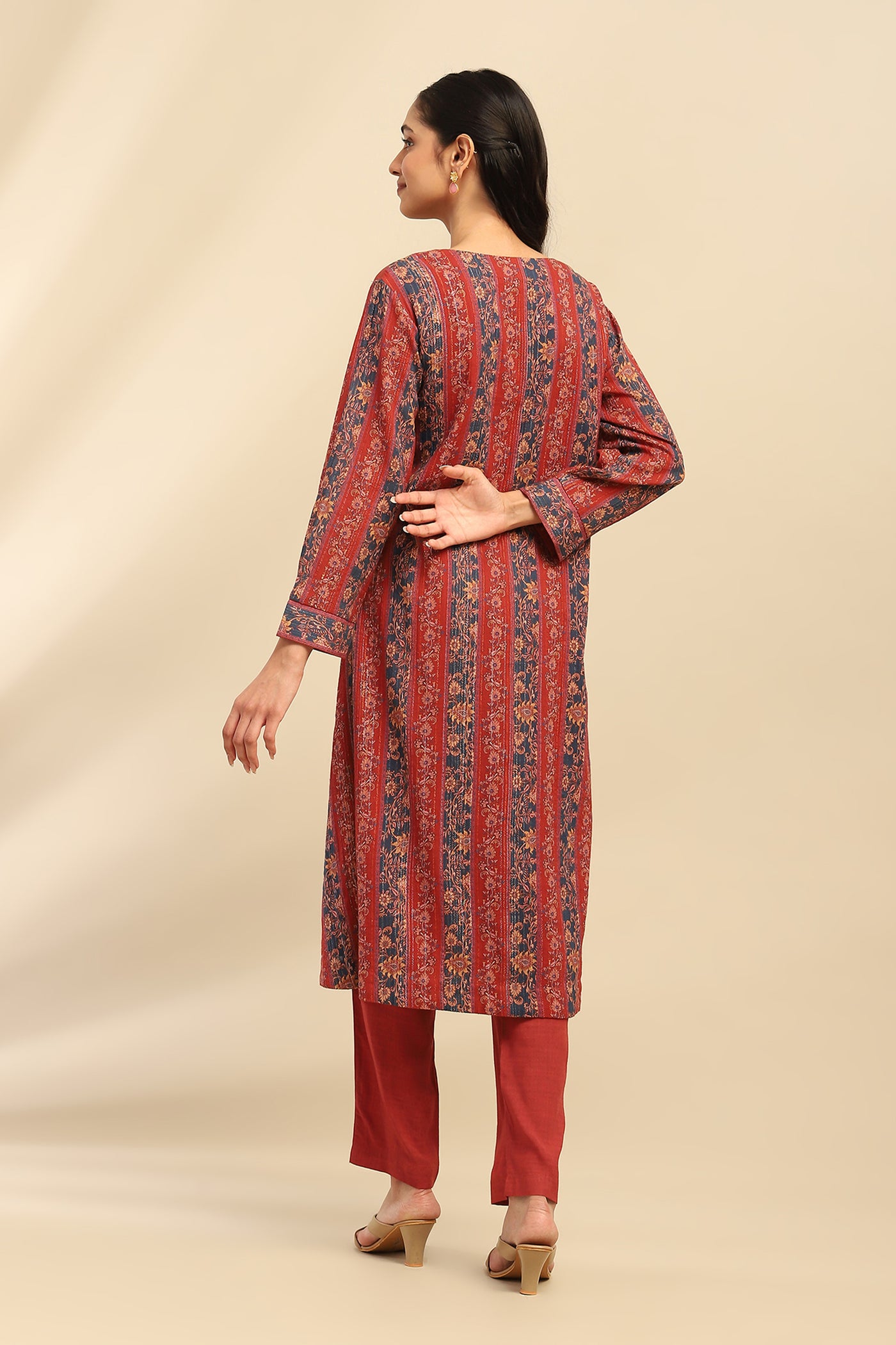 Aarke Ritu Kumar Red Molly Kurta With Pant And Dupatta indian designer wear online shopping melange singapore