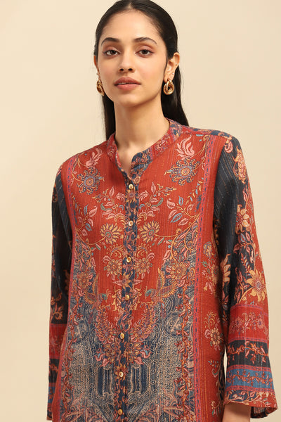 Aarke Ritu Kumar Red Molly Shirt indian designer wear online shopping melange singapore