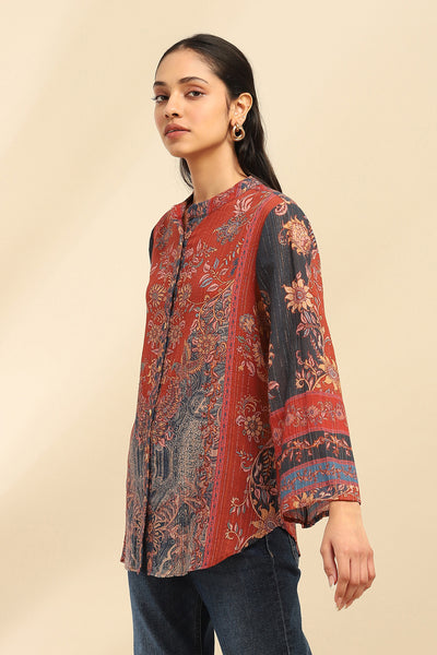 Aarke Ritu Kumar Red Molly Shirt indian designer wear online shopping melange singapore