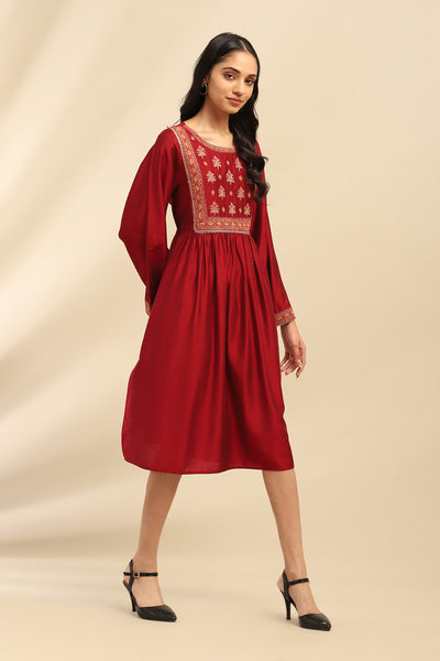 Aarke Ritu Kumar Red Scarlette Midi Dress indian designer wear online shopping melange singapore