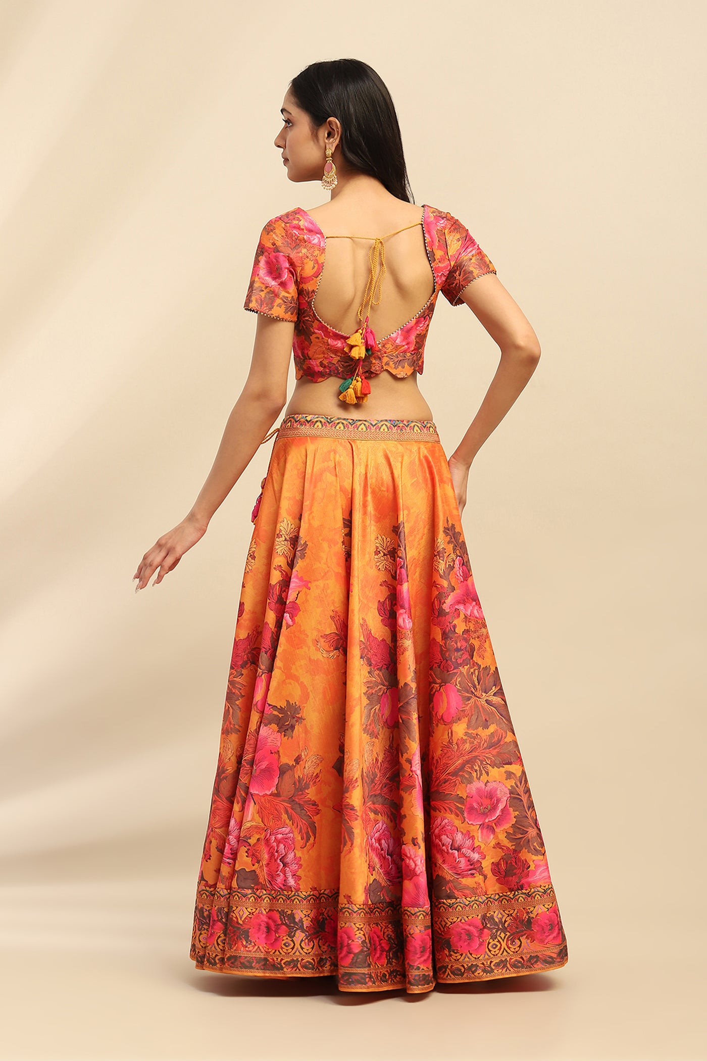 Aarke Ritu Kumar Yellow Flower Bloom Lehenga With Blouse And Dupatta indian designer wear online shopping melange singapore