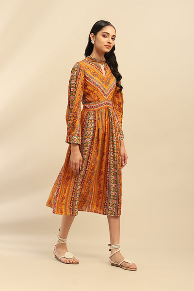 Aarke Ritu Kumar Yellow Meera Midi Dress indian designer wear online shopping melange singapore