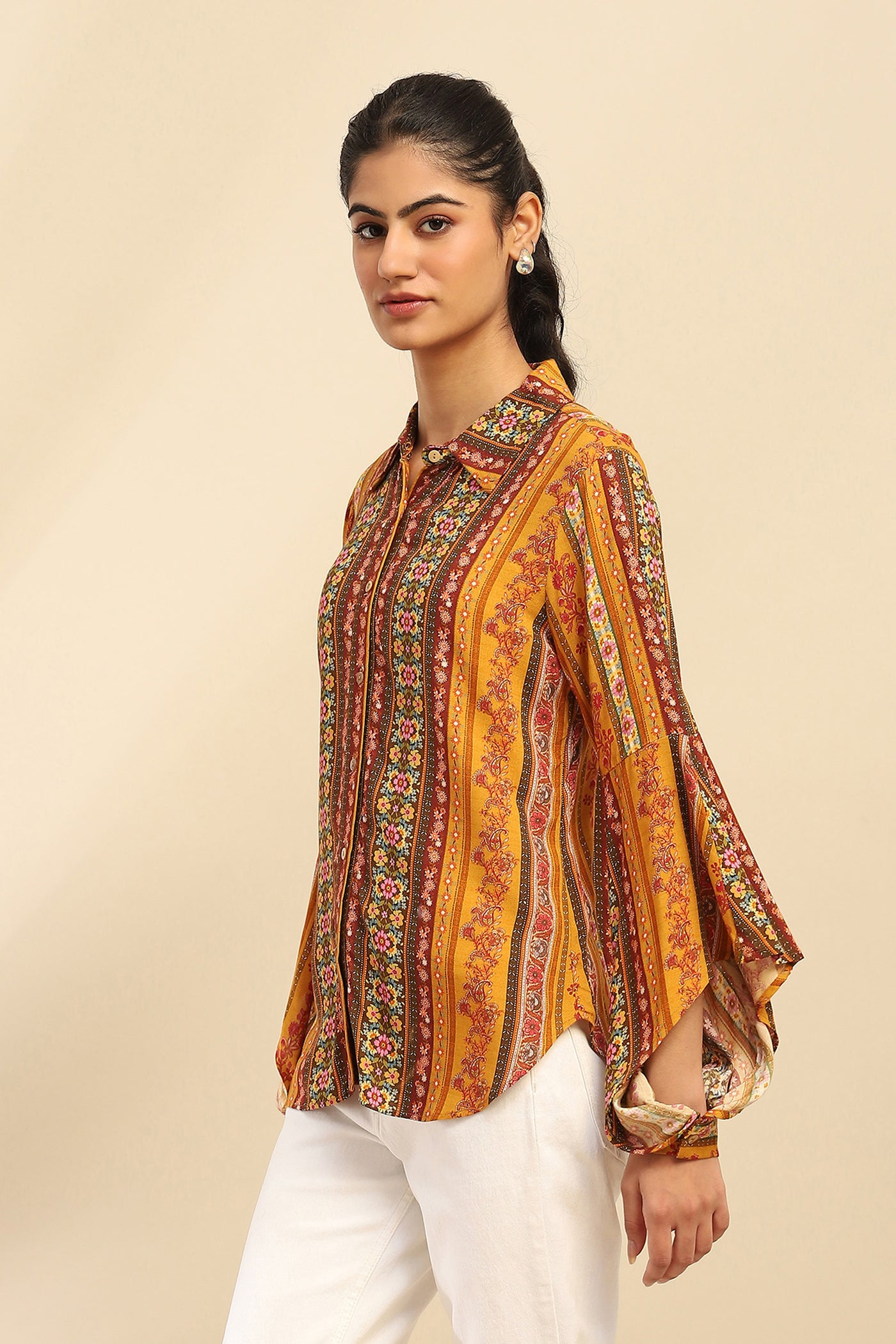 Aarke Ritu Kumar Yellow Meera Shirt indian designer wear online shopping melange singapore