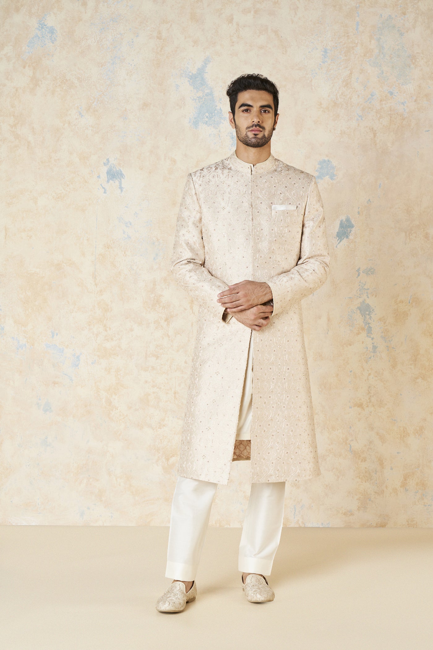 Anita Dongre Aajay Sherwani Ecru indian designer wear online shopping melange singapore