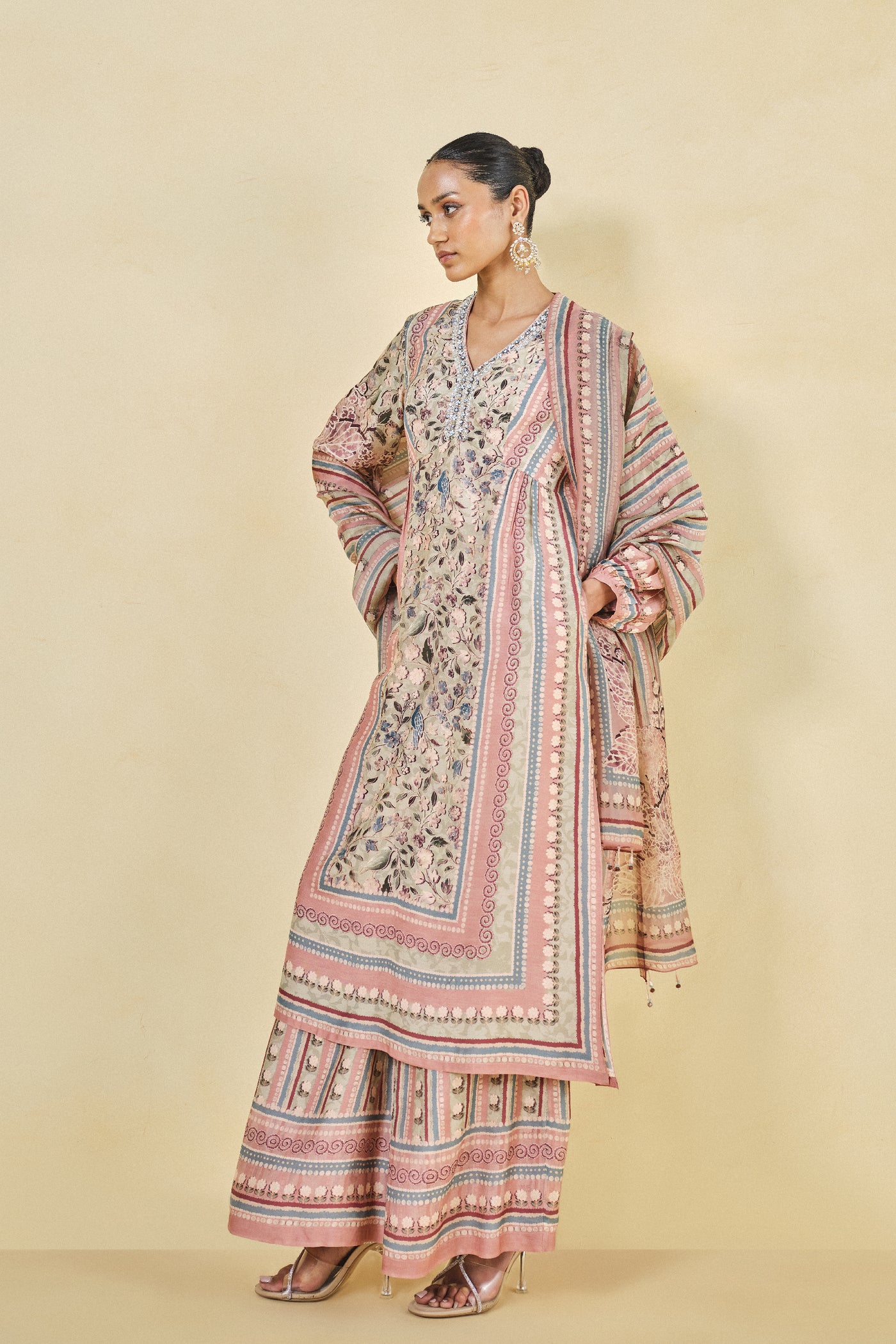 Anita Dongre Adhija Embroidered Lyocell Suit Set Blush indian designer wear online shopping melange singapore