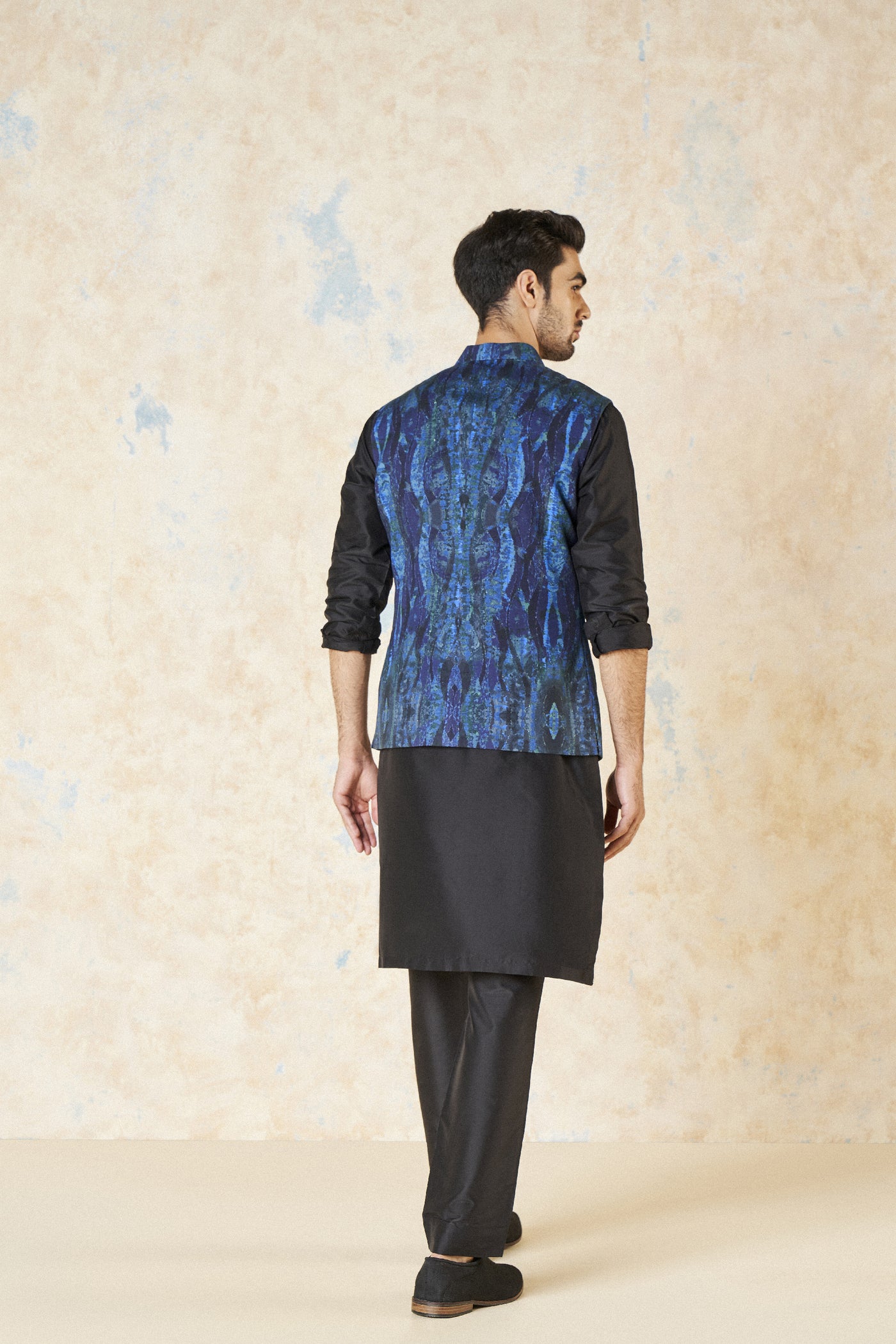 Anita Dongre Adhrit Nehru Jacket Blue indian designer wear online shopping melange singapore