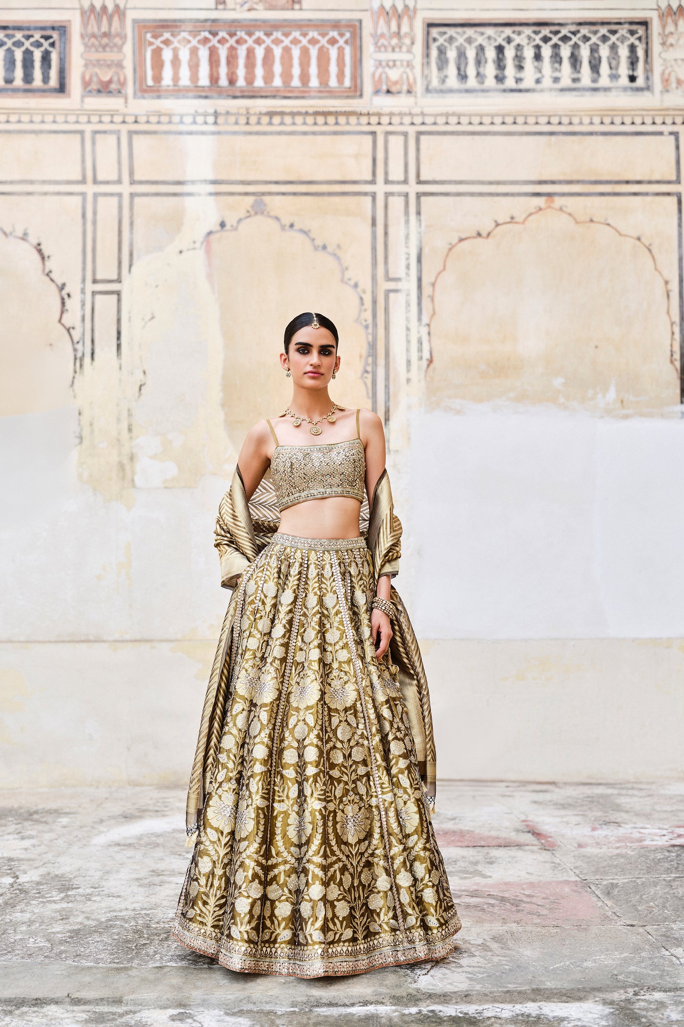 Anita Dongre Adveka Handwoven Benarasi Silk Lehenga Set indian designer wear online shopping melange singapore