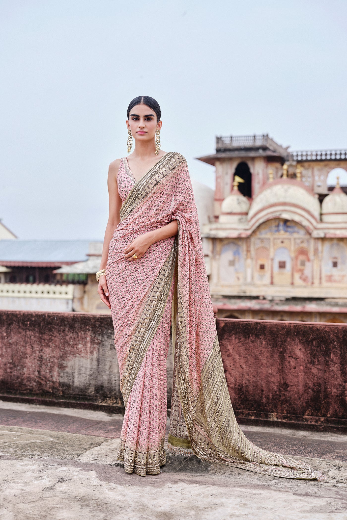 Anita Dongre Alara Printed Georgette Saree indian designer wear online shopping melange singapore
