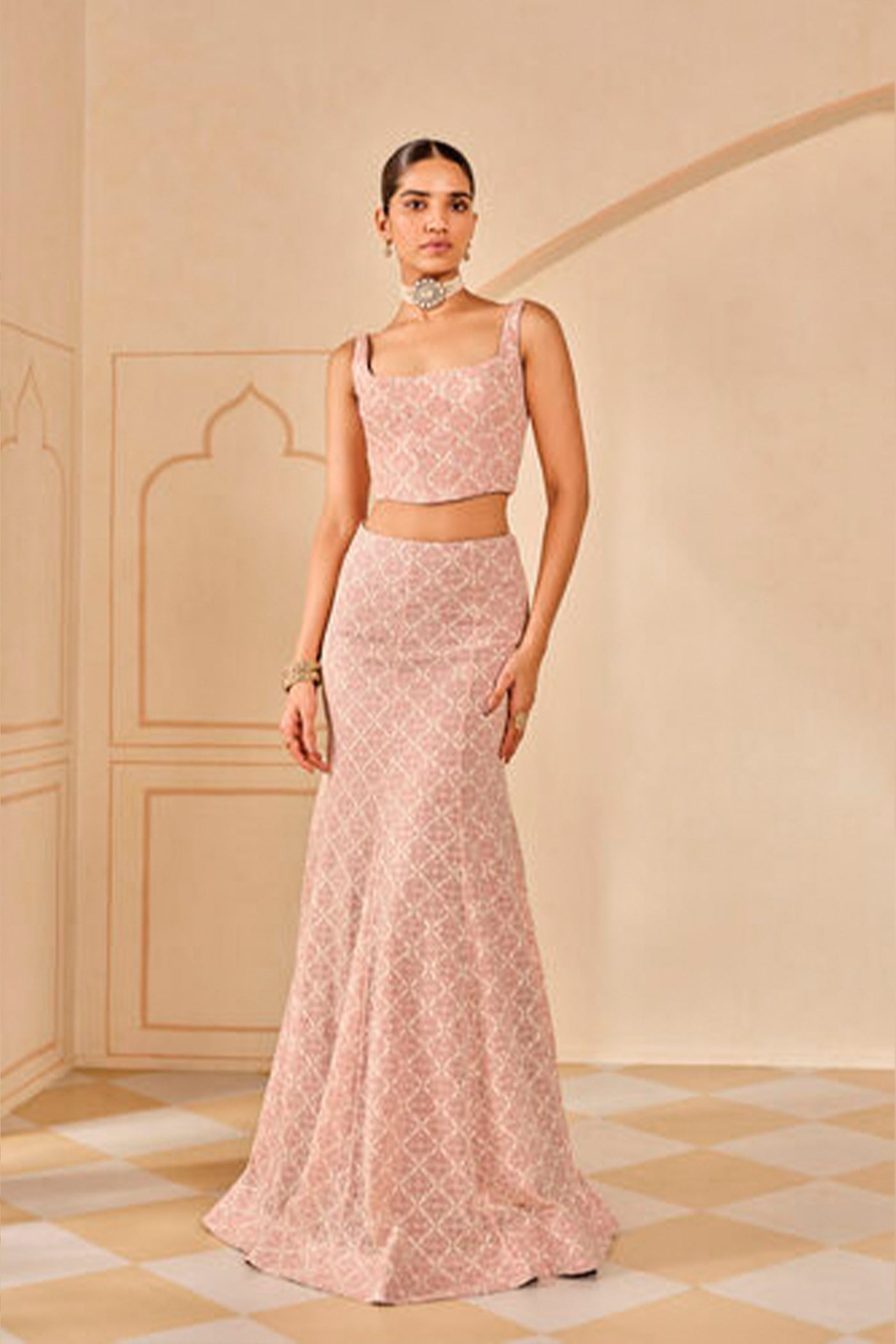 Anita Dongre Alinta Sequin Silk Skirt Set indian designer wear online shopping melange singapore