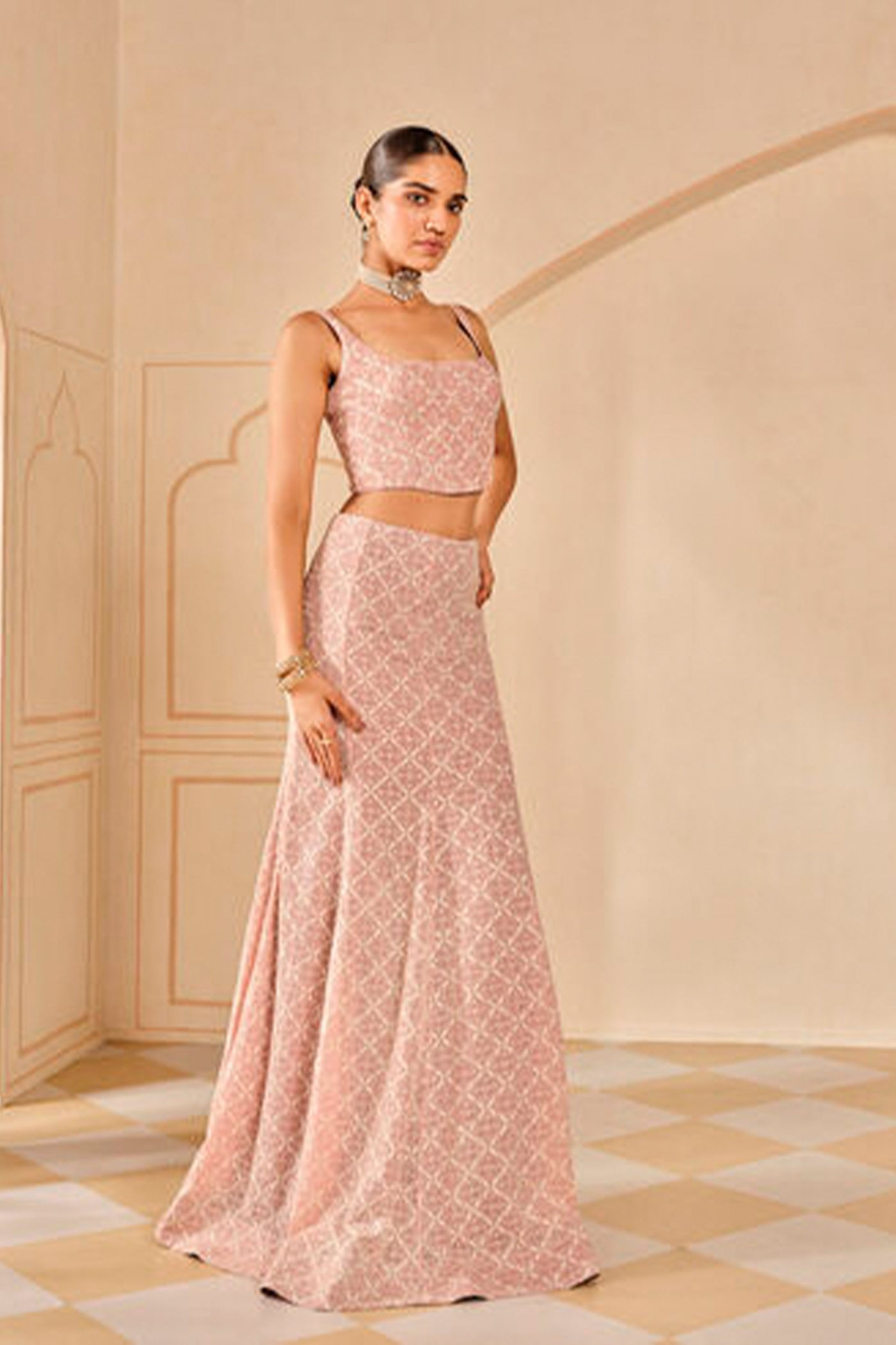 Anita Dongre Alinta Sequin Silk Skirt Set indian designer wear online shopping melange singapore