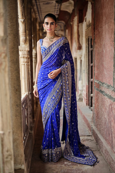 Anita Dongre Anushna Handcrafted Badla Georgette Saree indian designer wear online shopping melange singapore