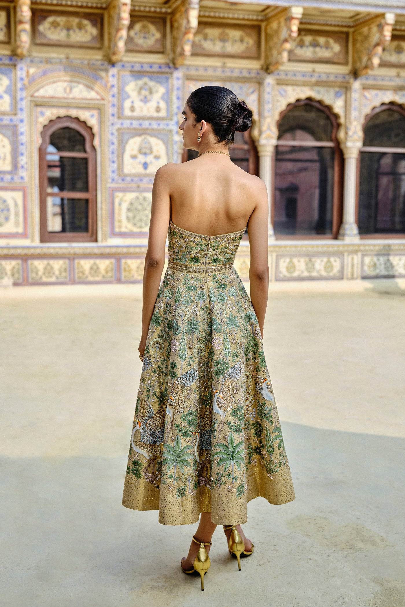 Anita Dongre Avasa Hand-painted Pichhwai Silk Dress indian designer wear online shopping melange singapore