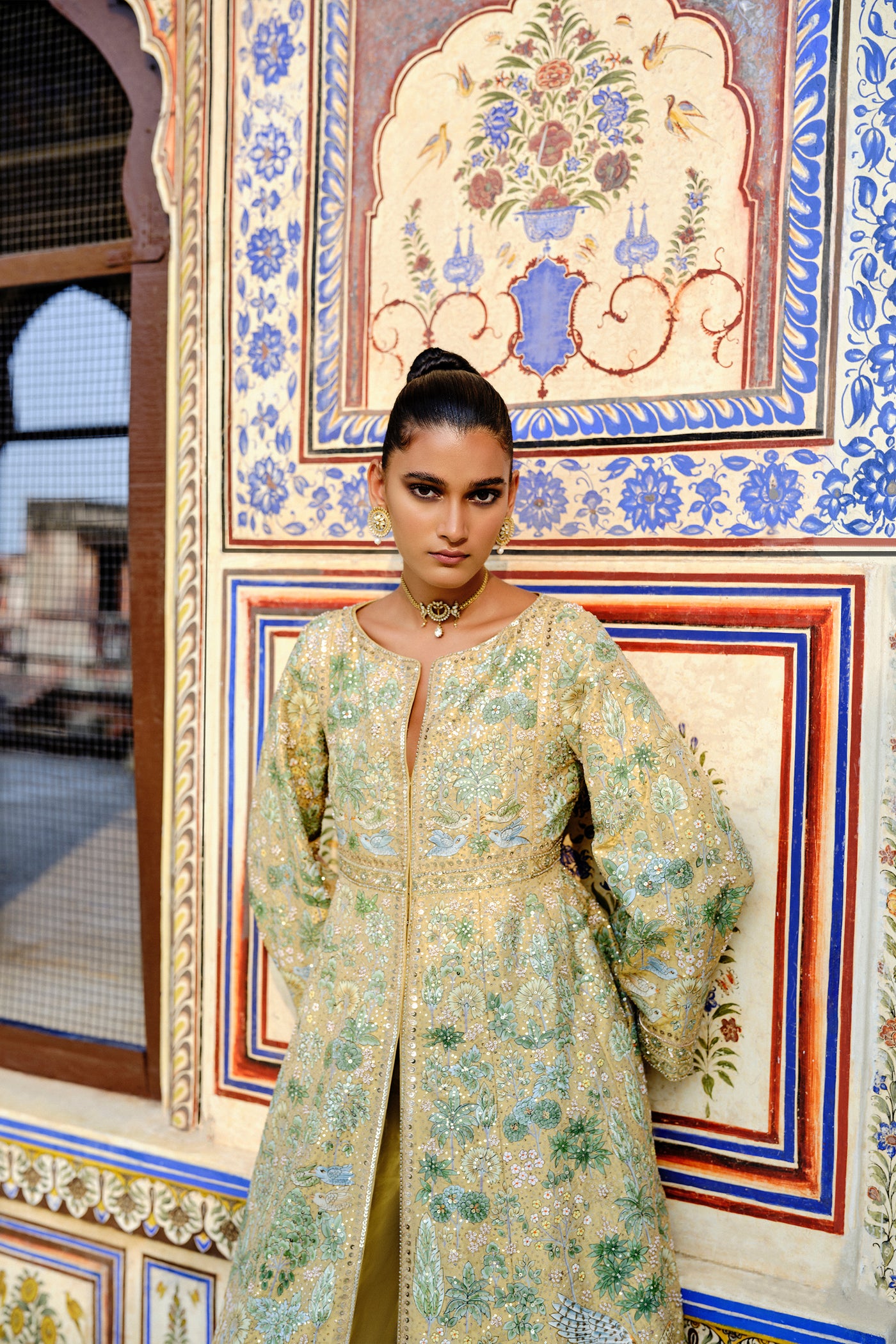 Anita Dongre Avasa Hand-painted Pichhwai Silk Jacket Set indian designer wear online shopping melange singapore