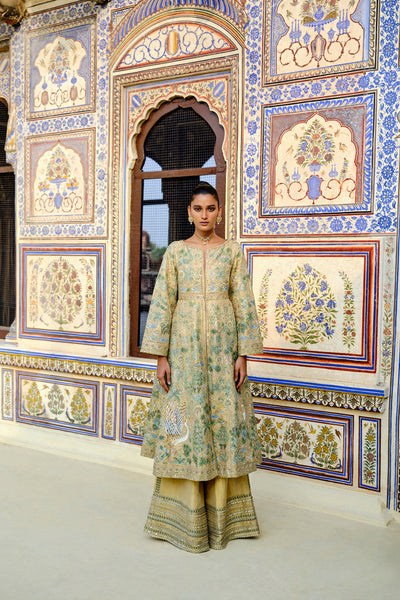 Anita Dongre Avasa Hand-painted Pichhwai Silk Jacket Set indian designer wear online shopping melange singapore