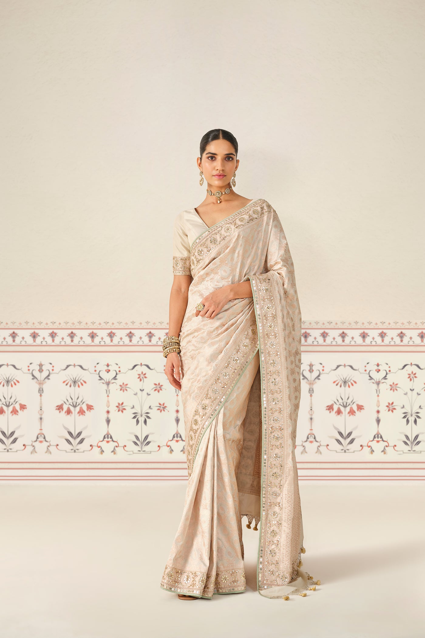 Anita Dongre Azores Handwoven Benarasi Gota Patti Silk Saree indian designer wear online shopping melange singapore
