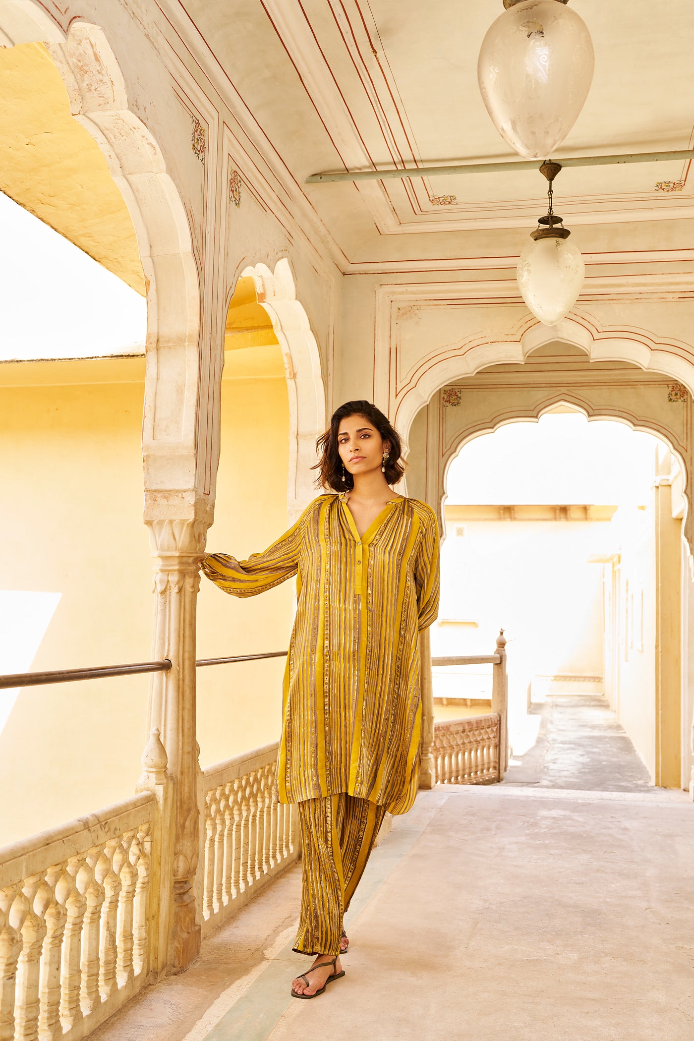 Anita Dongre Dawn Coord Yellow indian designer wear online shopping melange singapore
