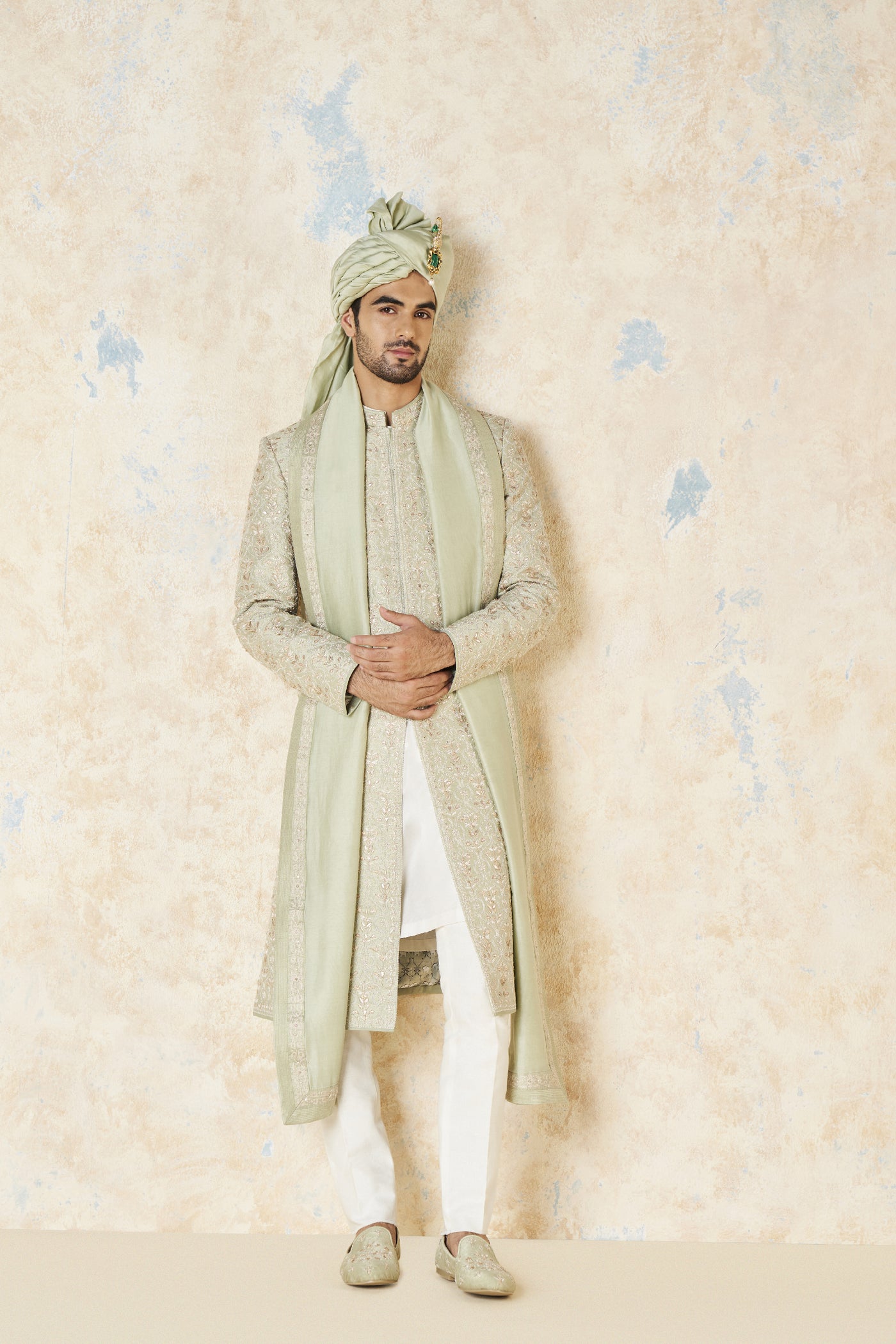 Anita Dongre Devarsh Sherwani Sage indian designer wear online shopping melange singapore