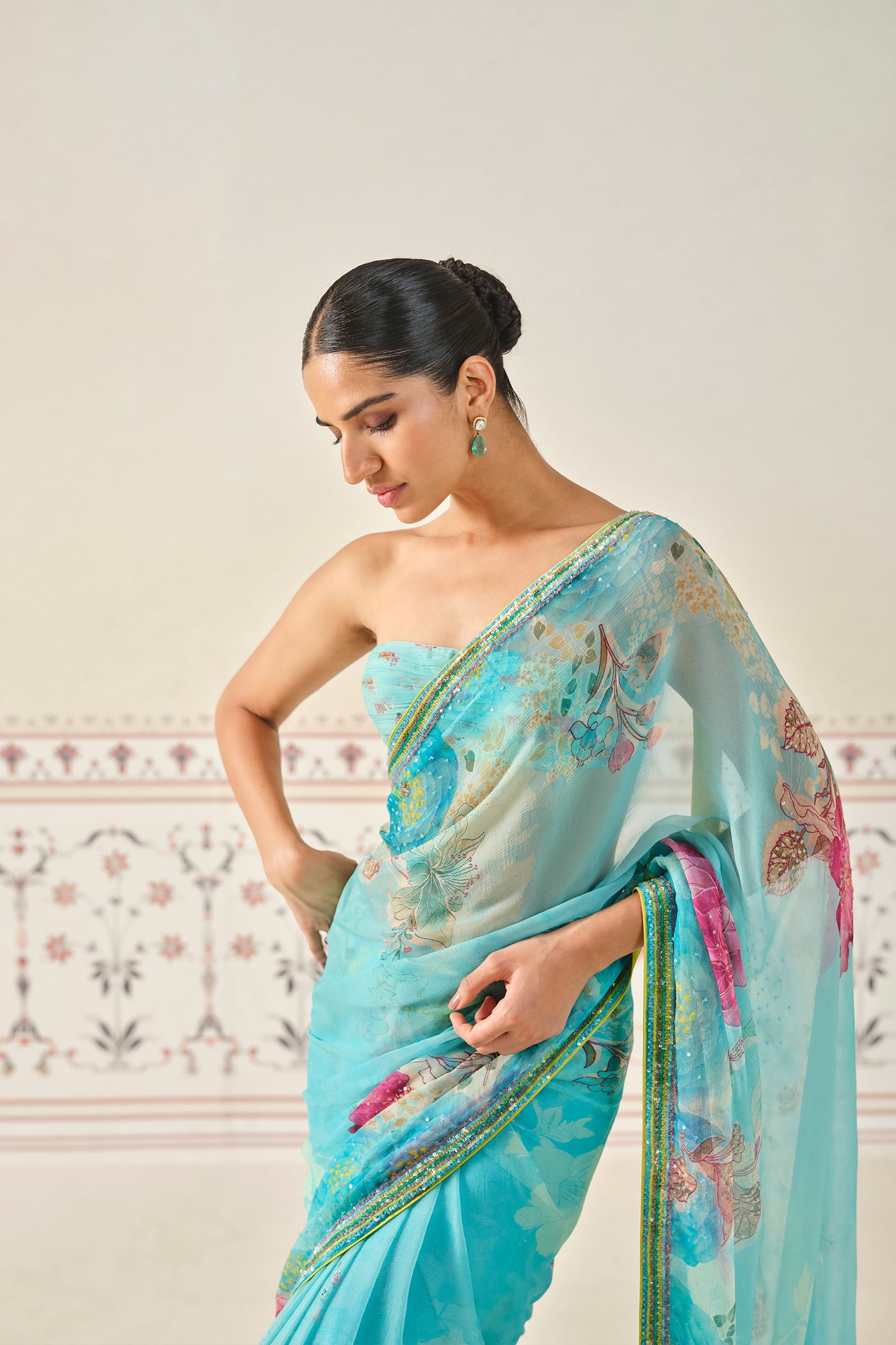 Anita Dongre Esen Sequin Chiffon Saree indian designer wear online shopping melange singapore