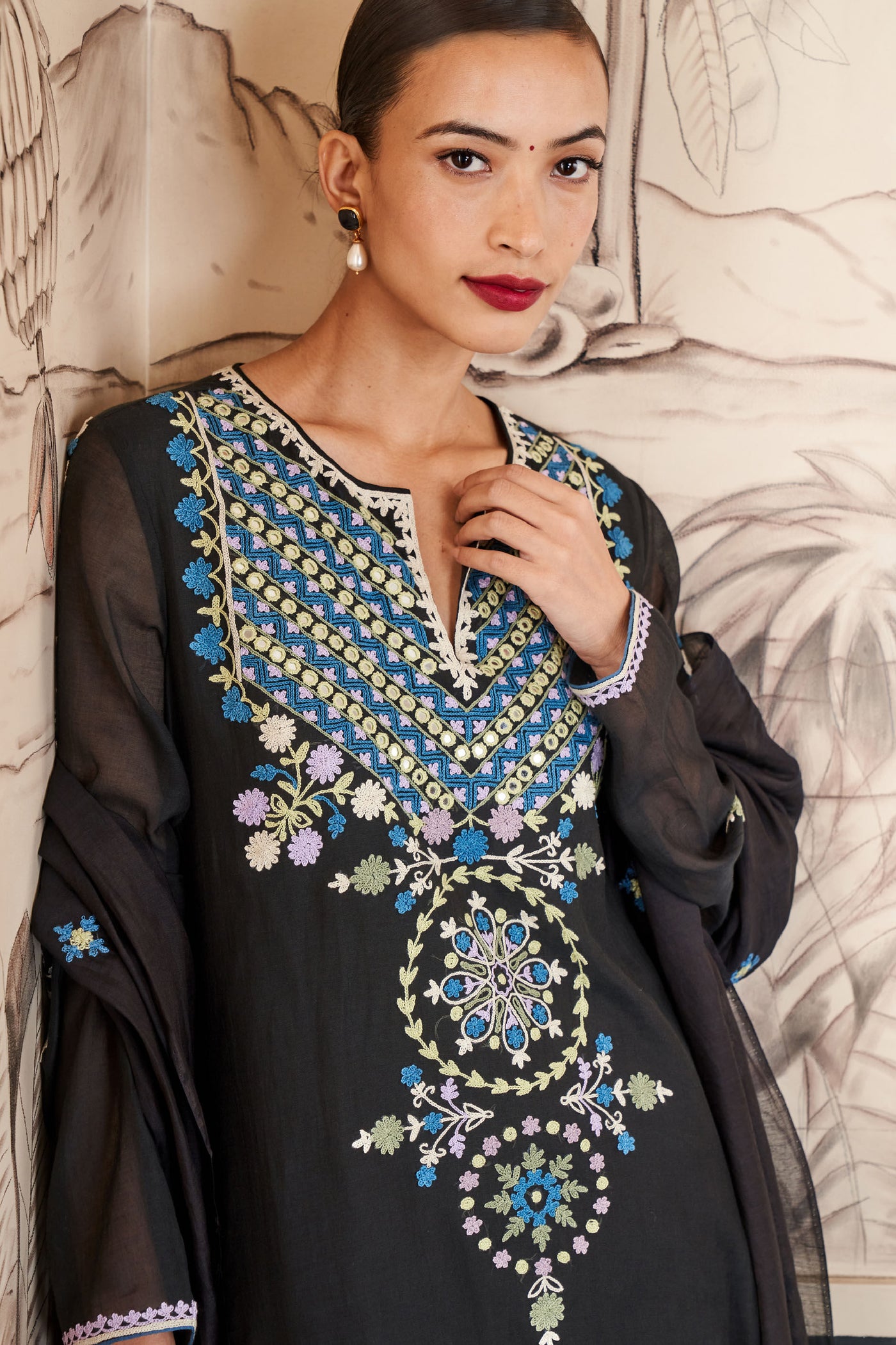 Anita Dongre Faramir Suit Set Black Indian designer wear online shopping melange singapore