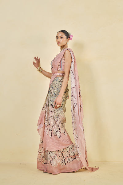 Anita Dongre Freesia Pre-draped Saree Blush indian designer wear online shopping melange singapore