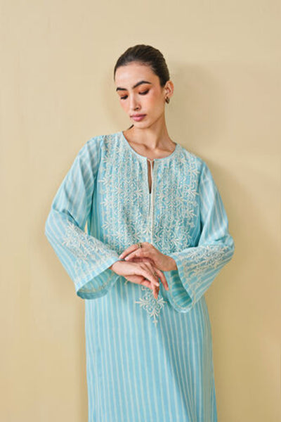 Anita Dongre Grassroot Berry Pluck Hand-block Printed Kaftan Blue indian designer wear online shopping melange singapore