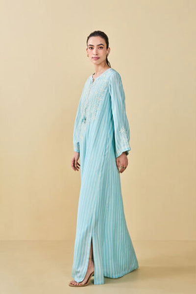 Anita Dongre Grassroot Berry Pluck Hand-block Printed Kaftan Blue indian designer wear online shopping melange singapore