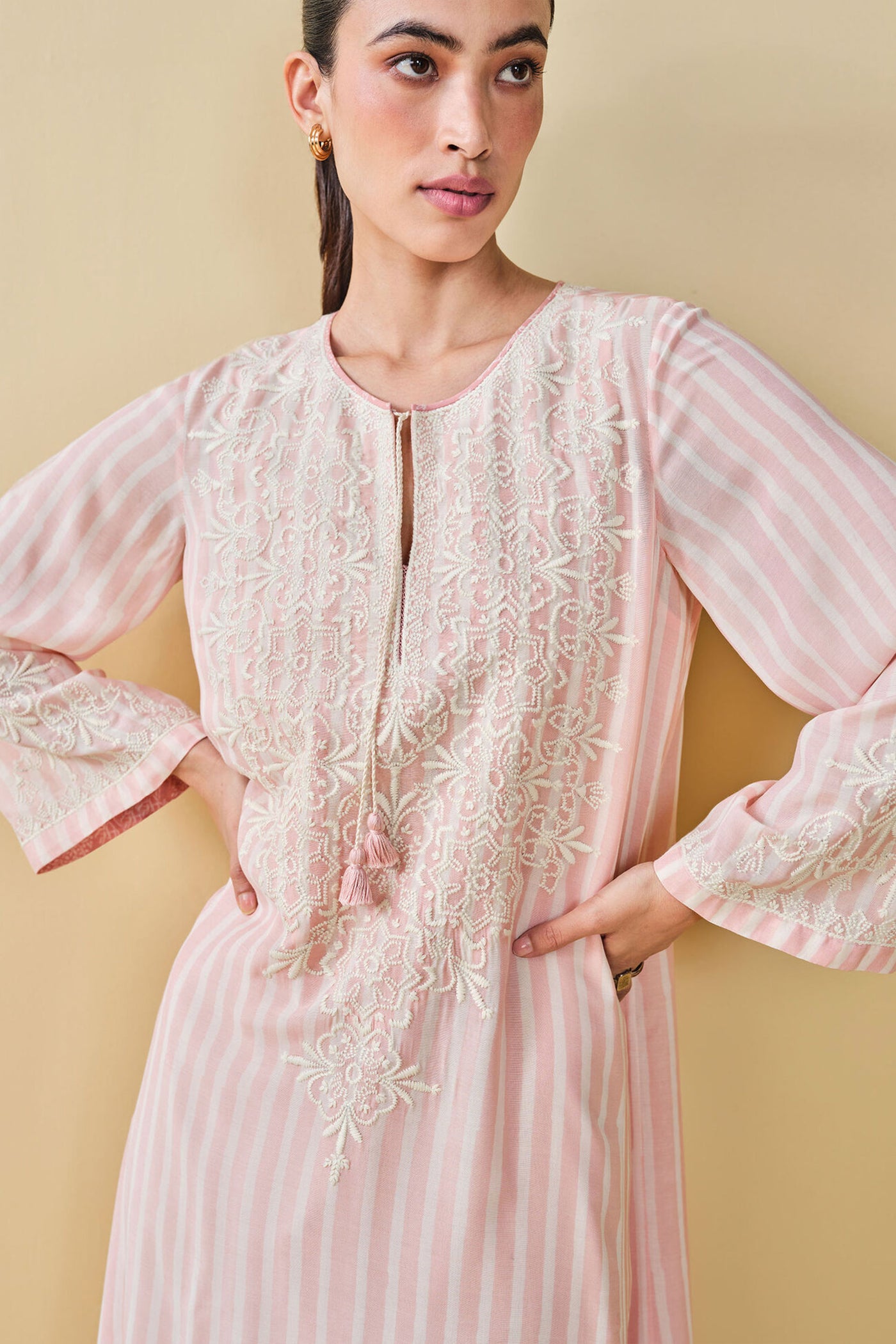 Anita Dongre Grassroot Berry Pluck Hand Block Printed Kaftan Blush indian designer wear online shopping melange singapore