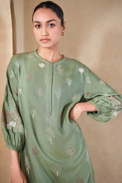 Anita Dongre Grassroot Dream Hand-embroidered Kantha Co-ord Sage indian designer wear online shopping melange singapore