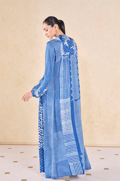 Anita Dongre Grassroot Talivere Handcrafted Dabu Kaftan Blue indian designer wear online shopping melange singapore