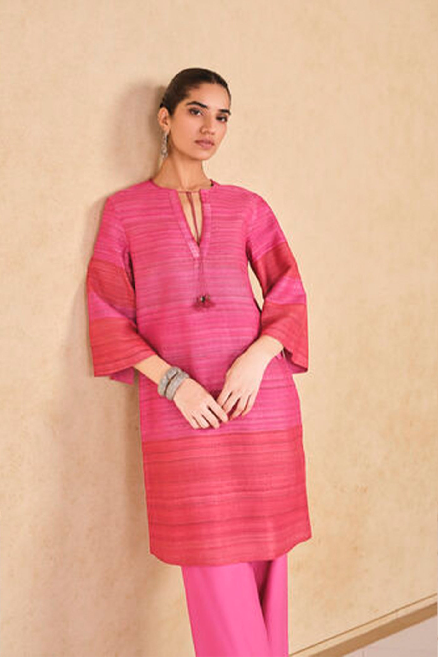 Anita Dongre Grassroot Tesfaye Silk Co-ord Pink indian designer wear online shopping melange singapore
