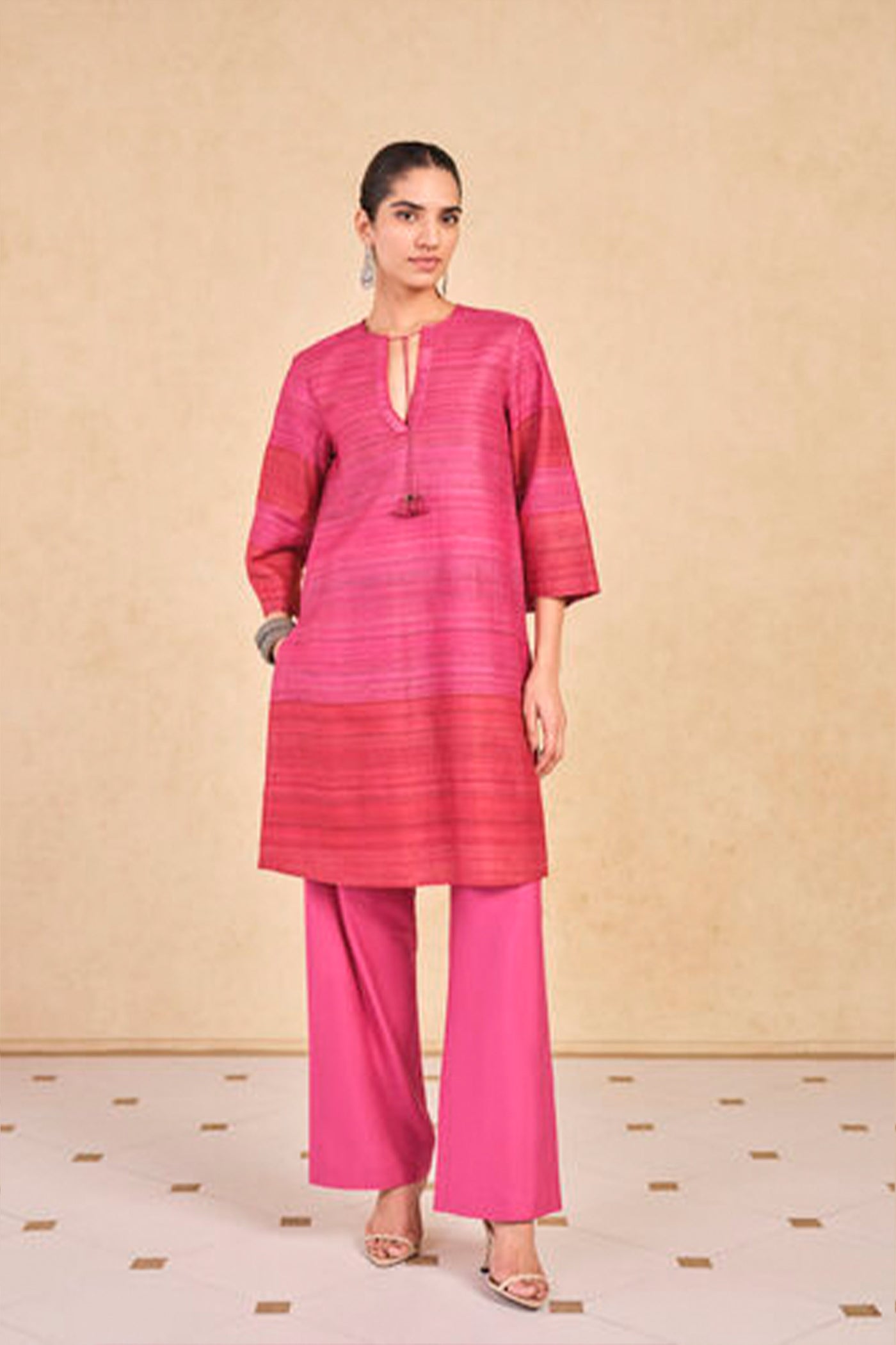 Anita Dongre Grassroot Tesfaye Silk Co-ord Pink indian designer wear online shopping melange singapore
