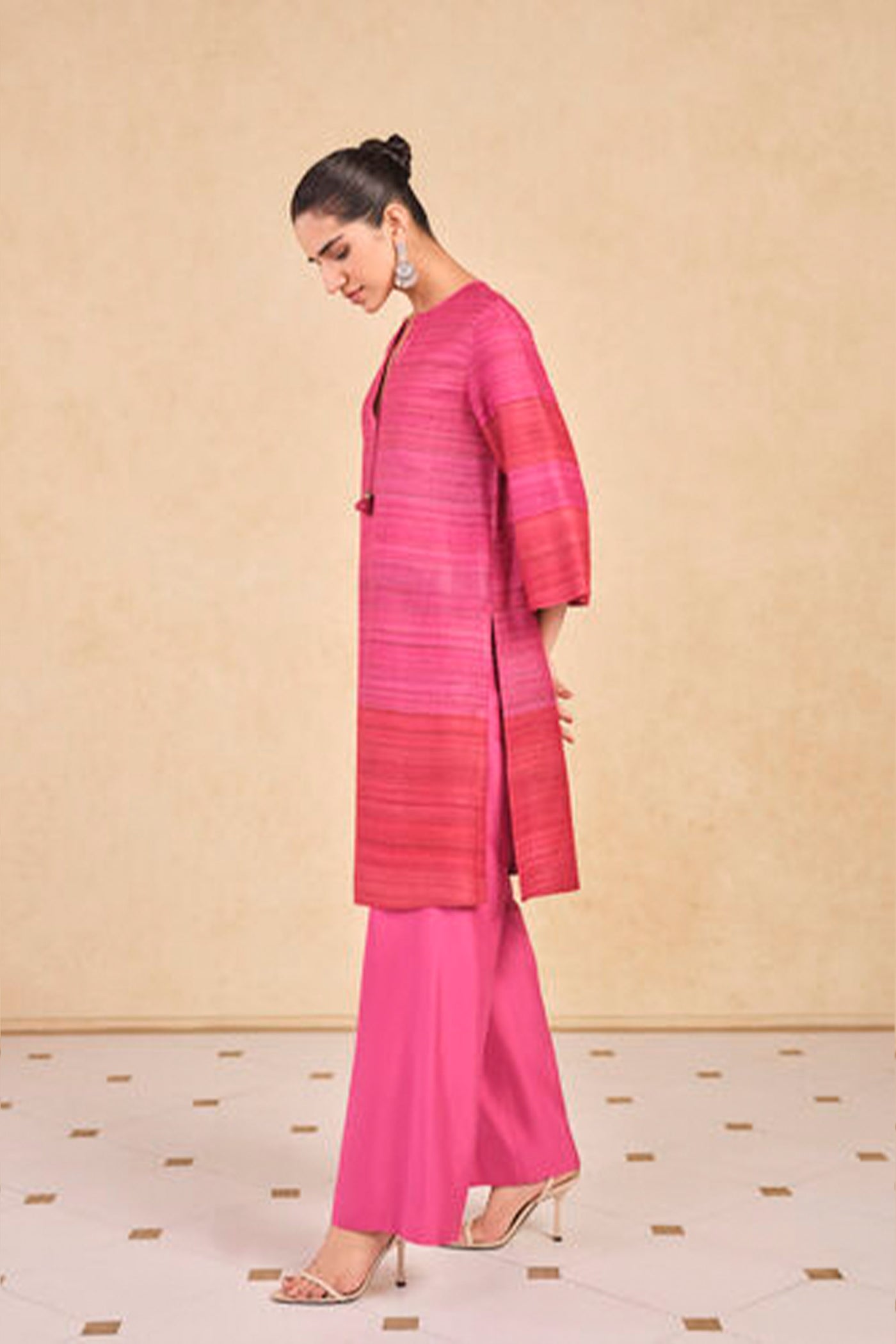 Anita Dongre Grassroot Tesfaye Silk Co-ord Pink indian designer wear online shopping melange singapore
