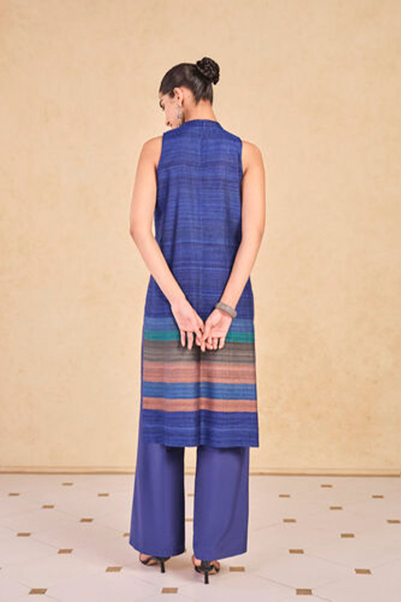 Anita Dongre Grassroot Zella Silk Co-ord Blue indian designer wear online shopping melange singapore