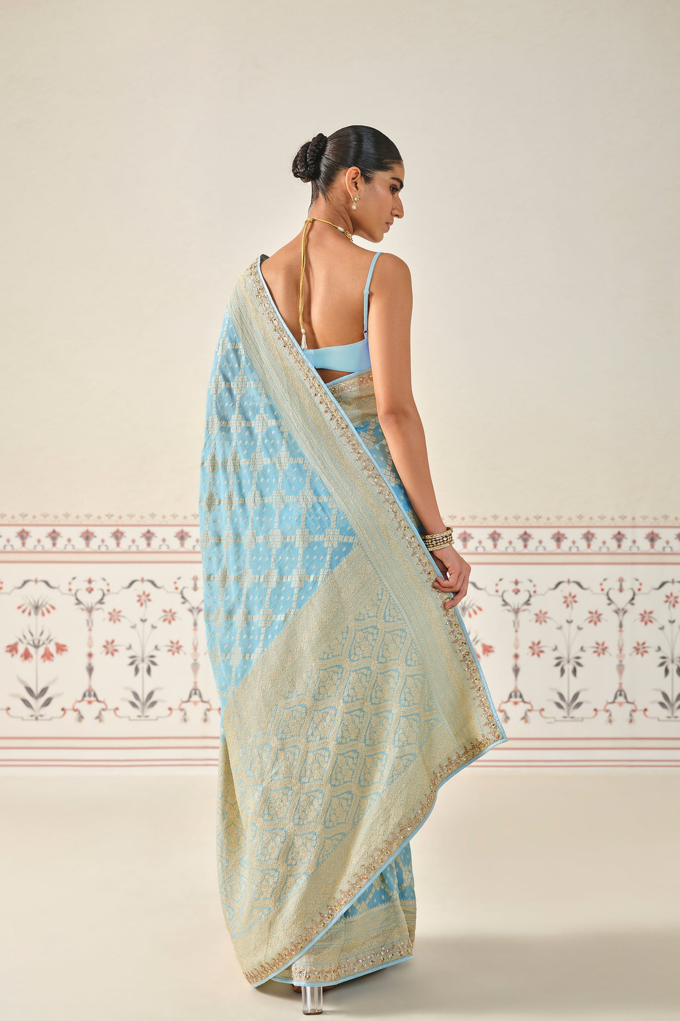 Anita Dongre Gul Handwoven Benarasi Gota Patti Silk Saree indian designer wear online shopping melange singapore