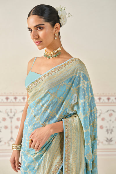 Anita Dongre Gul Handwoven Benarasi Gota Patti Silk Saree indian designer wear online shopping melange singapore