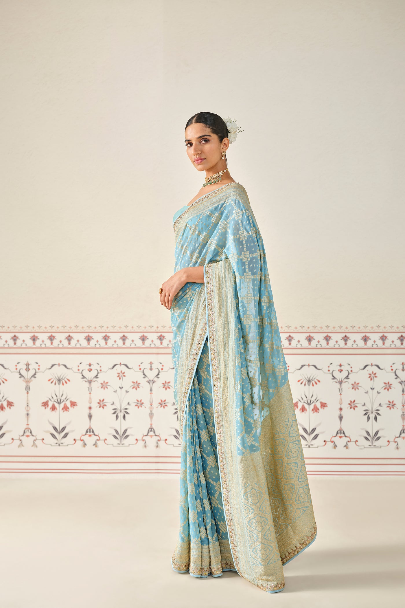 Anita Dongre Gul Handwoven Benarasi Gota Patti Silk Saree indian designer wear online shopping melange singapore