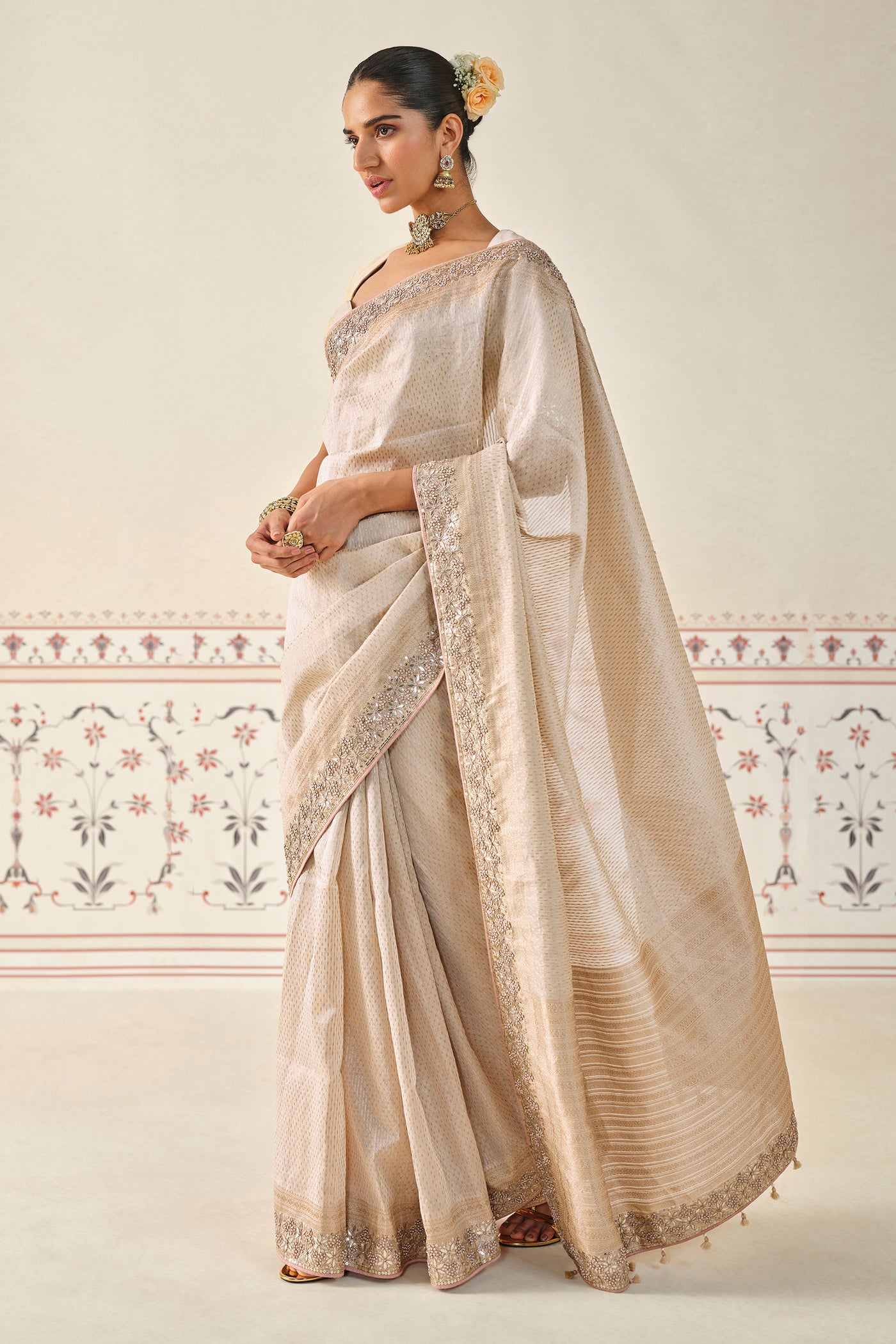 Anita Dongre Indubha Embroidered Saree indian designer wear online shopping melange singapore