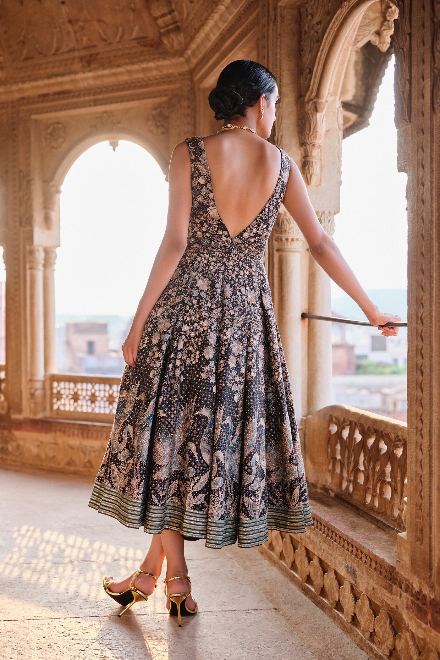 Anita Dongre Izar Printed Sequin Dress indian designer wear online shopping melange singapore