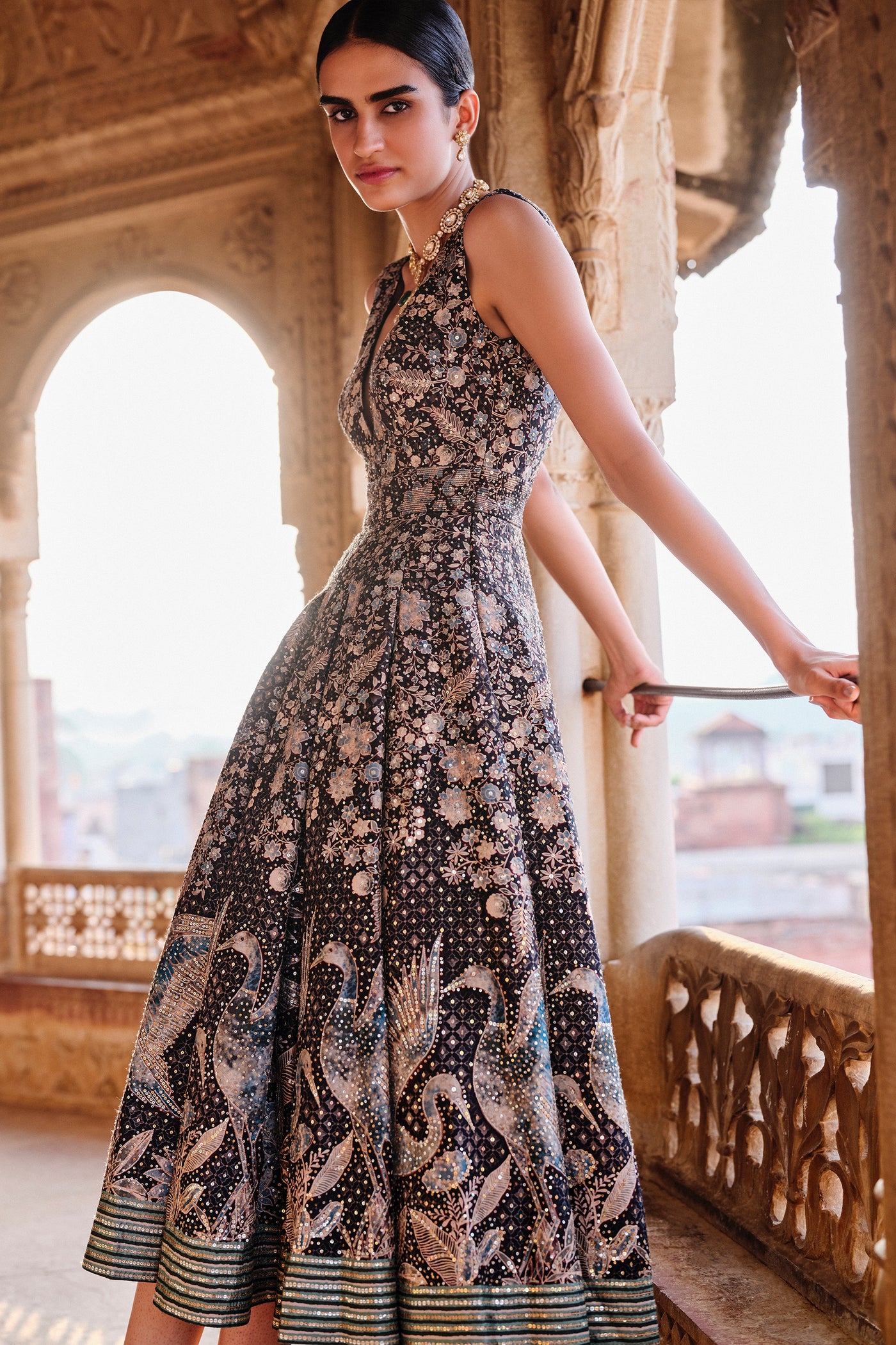 Anita Dongre Izar Printed Sequin Dress indian designer wear online shopping melange singapore