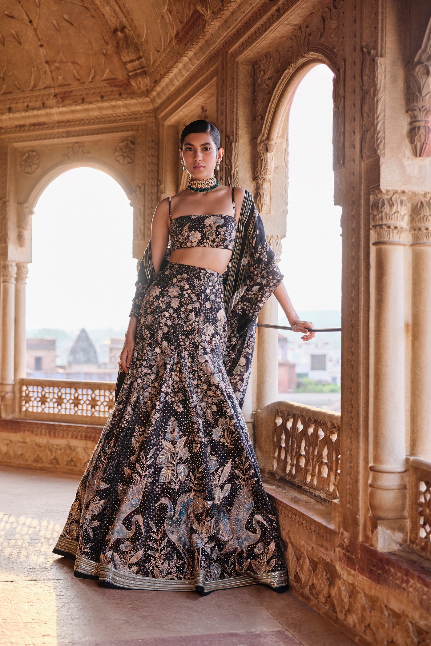 Anita Dongre Izar Printed Sequin Lehenga Set indian designer wear online shopping melange singapore
